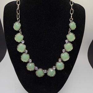 Lia Sophia Elegant Green & Silver Necklace w/Lavender Crystals W/ Earrings